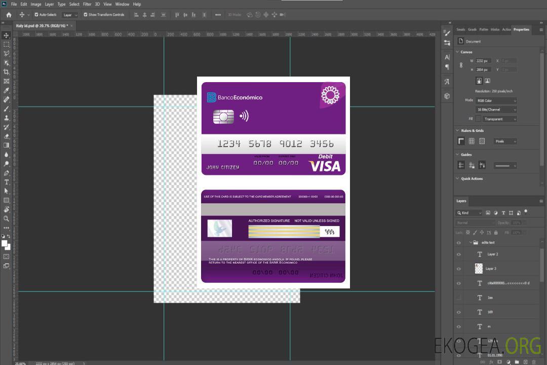 Carte de débit visa Angola Bank Economio template